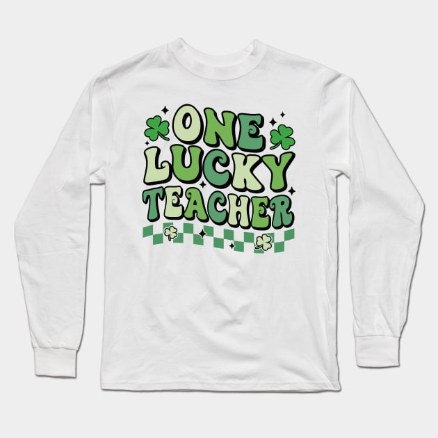 One Lucky Teacher St Patrick's Day Teacher Shamrock Long Sleeve T-Shirt by luxembourgertreatable